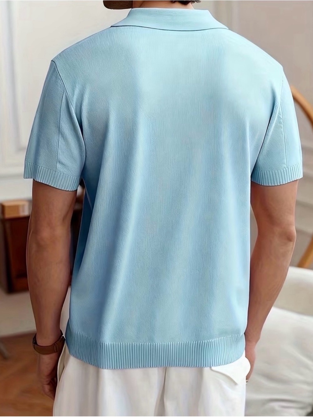 NWOT Blue Short Sleeve Knit Polo - size L - Picture 3 of 13